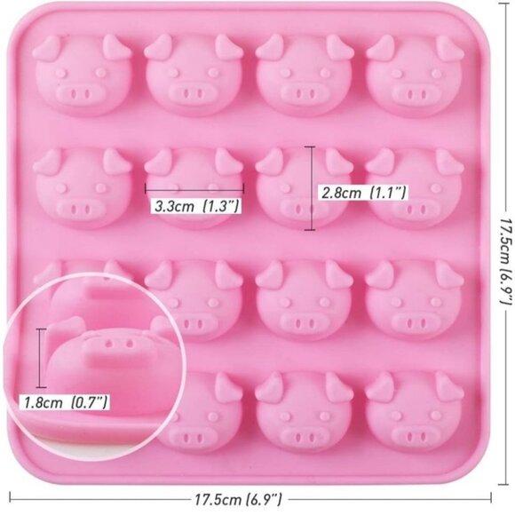 4 Packs 16 Cavity Piglet Candy Molds for Jelly, Fondant, Candy, Resin, Keto Bomb - Picture 2 of 3